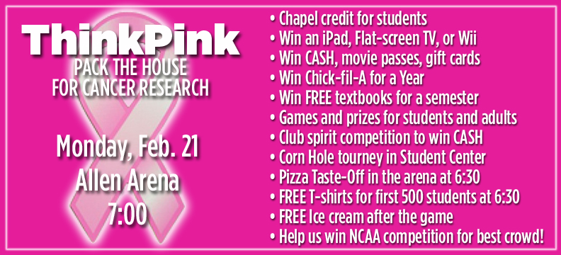Think Pink, Pack the House Monday night