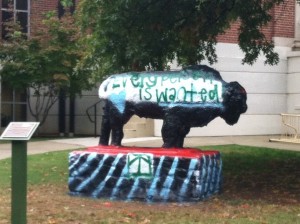 Bison statue stands as representation of student expression