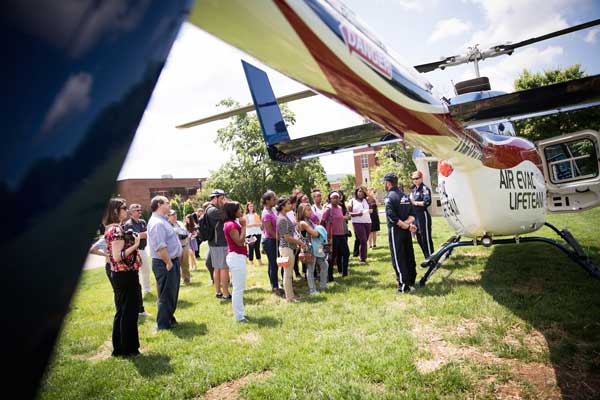 Health care academy campers get hands-on experience with medical helicopter