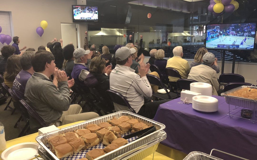 Bison fans gather in Hall of Fame Room to watch memorable ASUN tournament victory