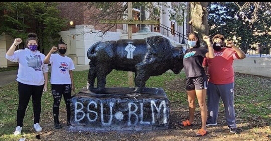 Students speak out after BLM painting of bison was defaced